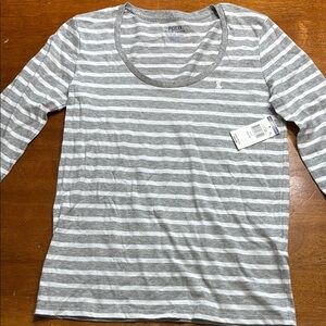 Polo by Ralph Lauren Gray and White Striped Tee